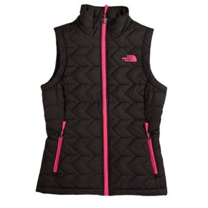 North Face Black and Pink Tamburello Puffy Vest
